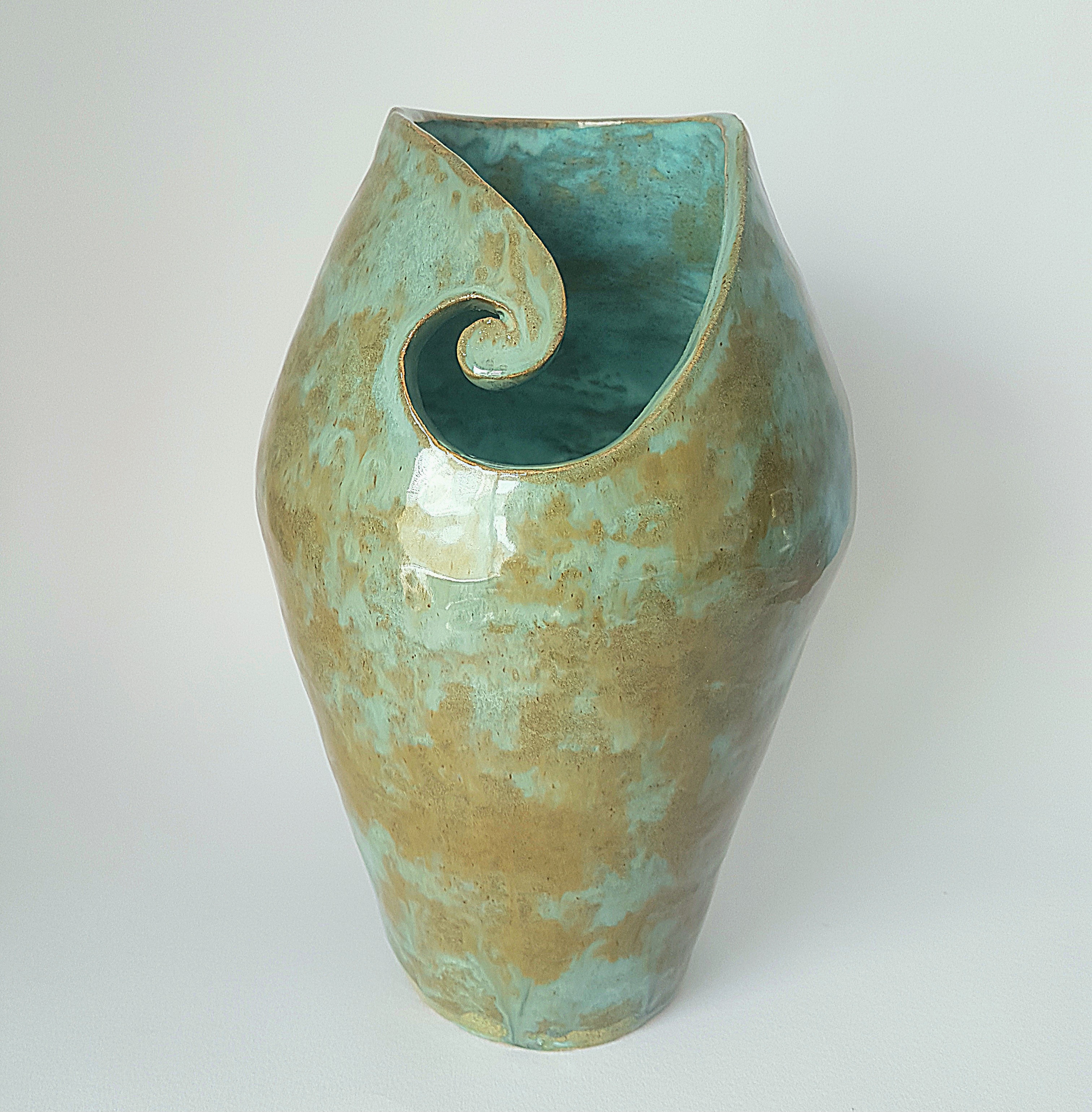 Green Notes Glazed Vase